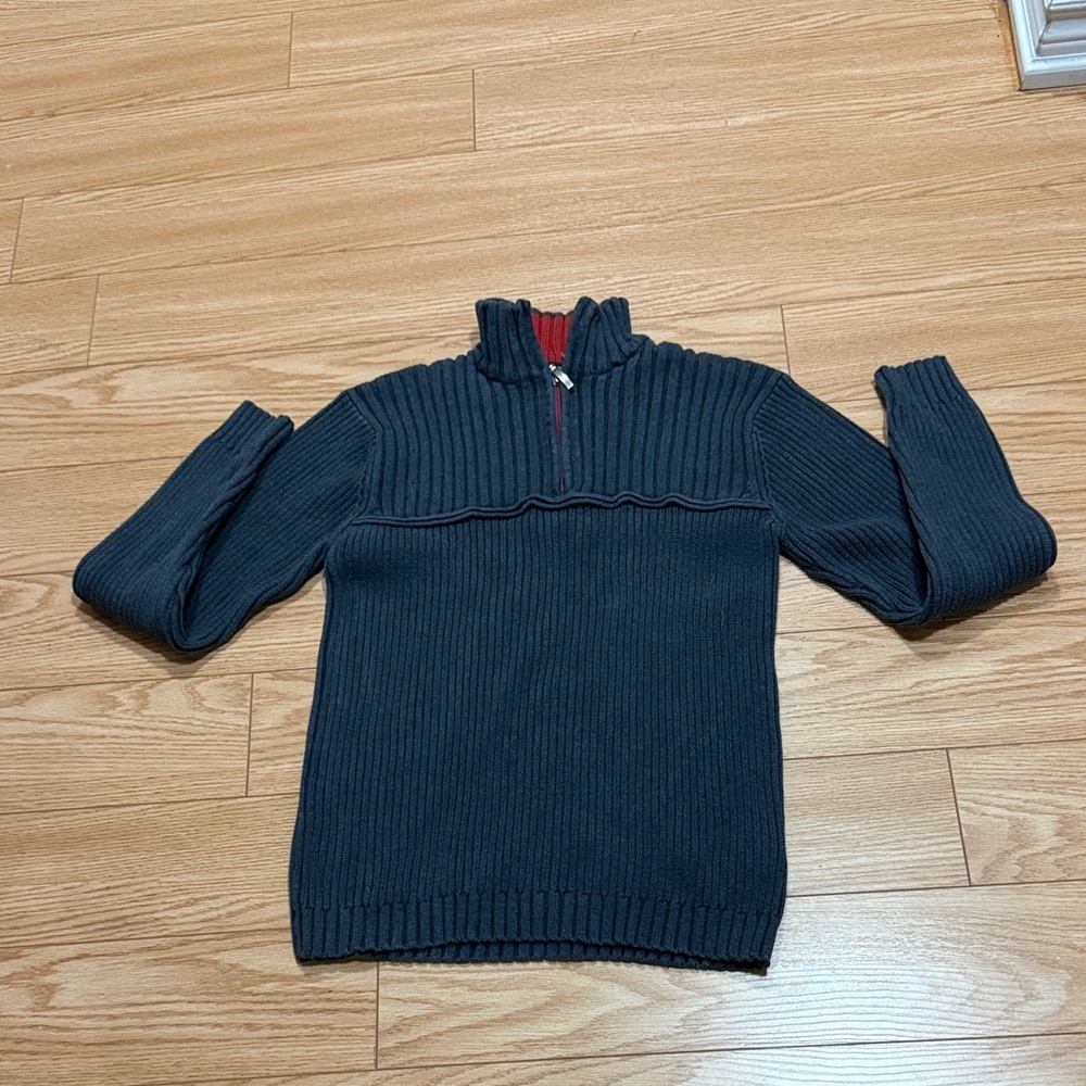 Men's Black Half-Zip SweaterL